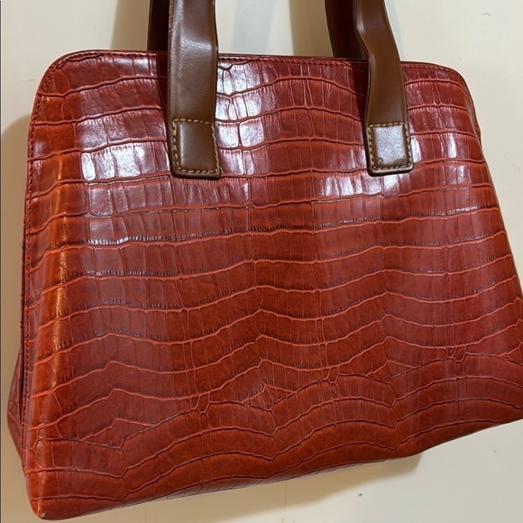 Jones New York Faux Crocodile Terracotta Shoulder Bag with brown straps! - Picture 3 of 13
